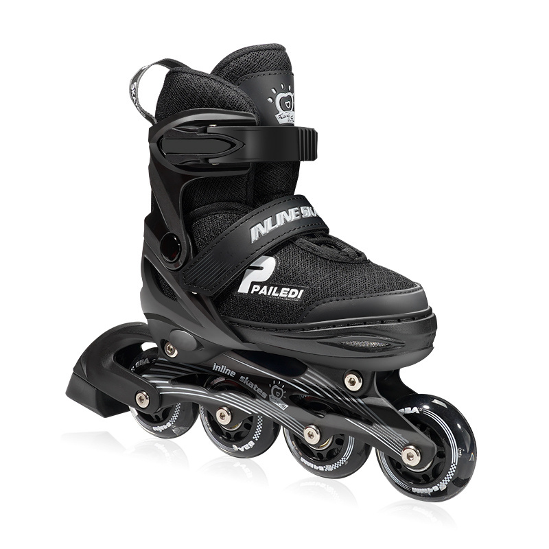 Kids new designs red black color ABEC-7 bearings 4 rubber LED wheels tyre SOY luna inline roller street skates