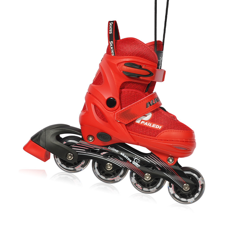 Kids new designs red black color ABEC-7 bearings 4 rubber LED wheels tyre SOY luna inline roller street skates