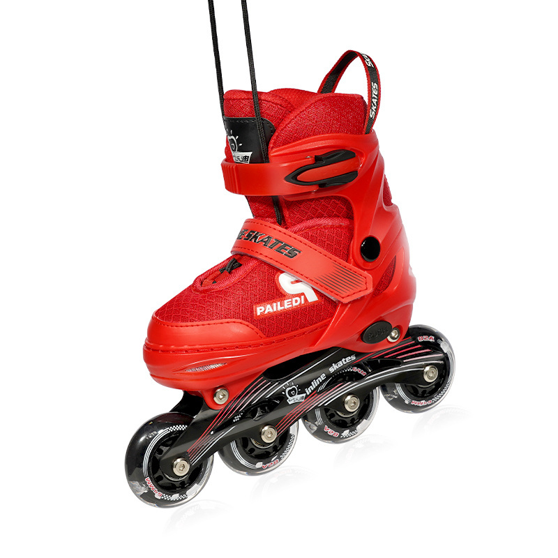 Kids new designs red black color ABEC-7 bearings 4 rubber LED wheels tyre SOY luna inline roller street skates