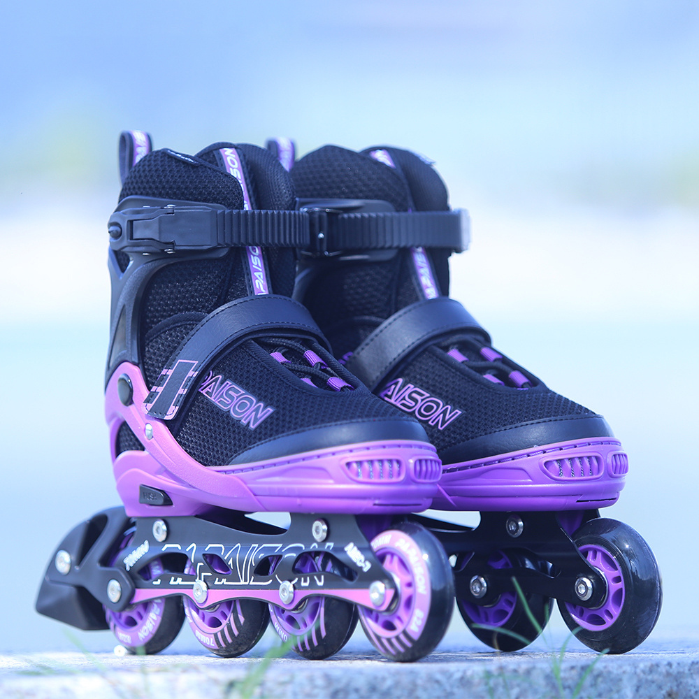 kids adults Roller skates adults 4 big  PU wheels outdoor professional size adjustable Metal chassis flashing inline skates