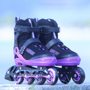 kids adults Roller skates adults 4 big  PU wheels outdoor professional size adjustable Metal chassis flashing inline skates