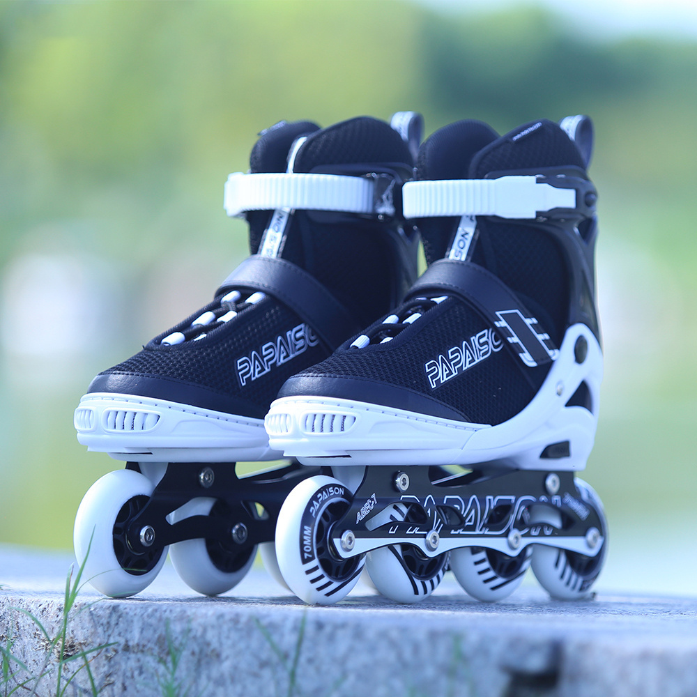 kids adults Roller skates adults 4 big  PU wheels outdoor professional size adjustable Metal chassis flashing inline skates