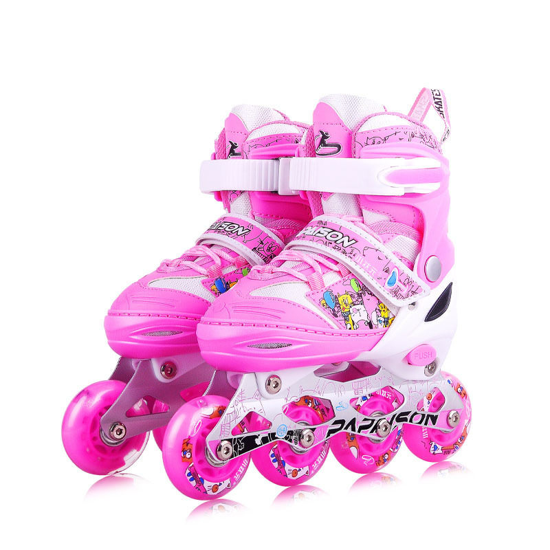 China TOP 1 Hot selling 4 PU full flashing roller  inline skates with helmets for children in stock