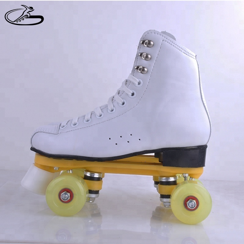 Unisex Genuine leather Vamp PU wheels Professional Roller skates Rental for rink