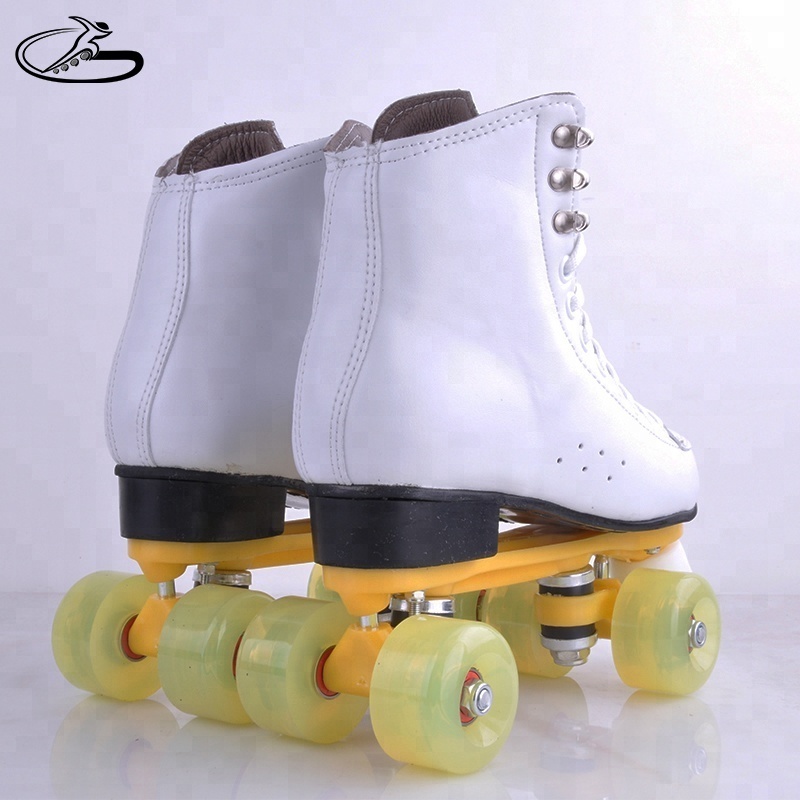 Unisex Genuine leather Vamp PU wheels Professional Roller skates Rental for rink