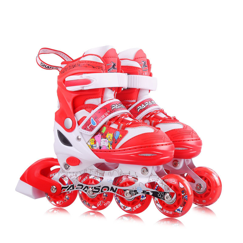 China TOP 1 Hot selling 4 PU full flashing roller  inline skates with helmets for children in stock