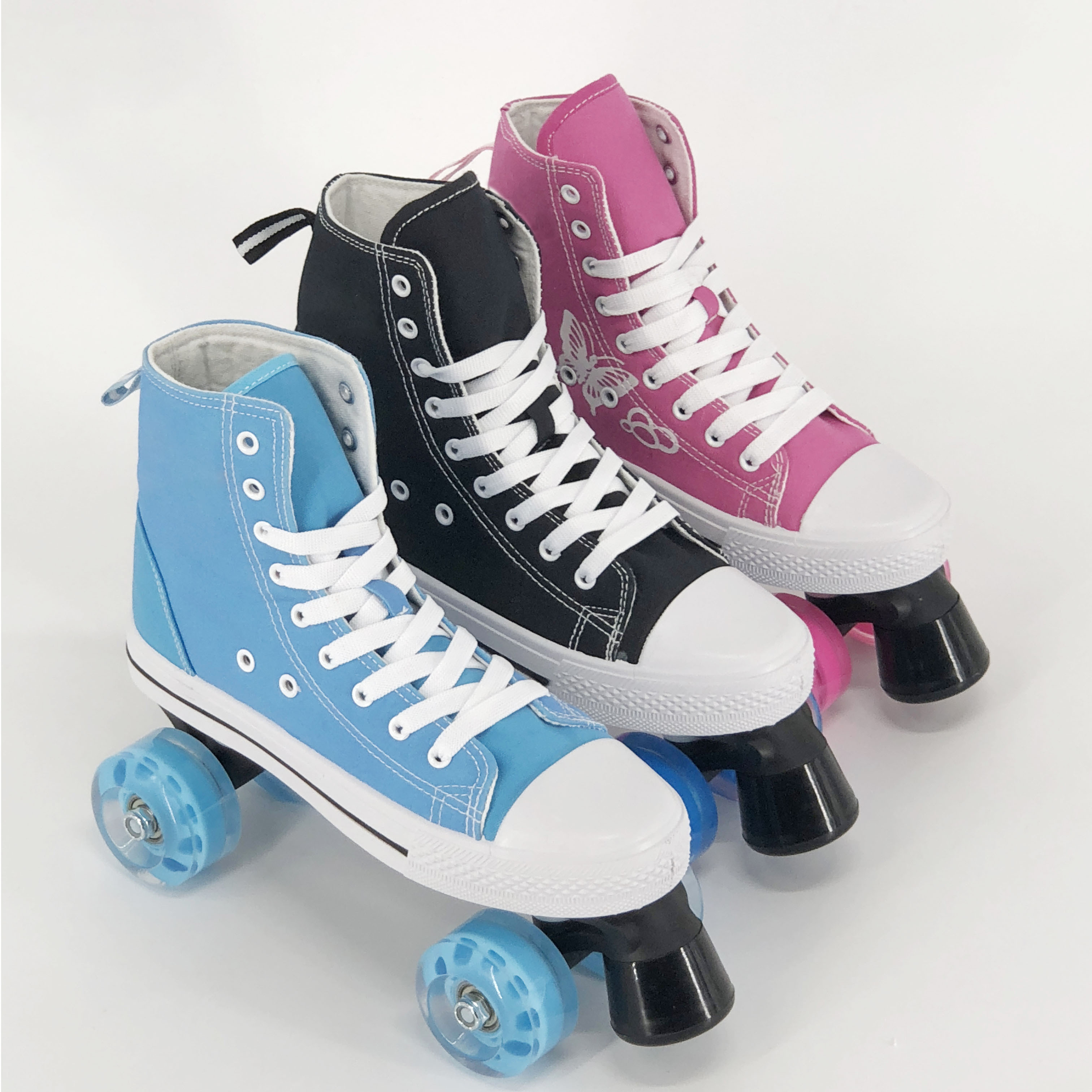 Factory manufacture Professional durable quad roller skates shoes big size fiber chassis for skating rink