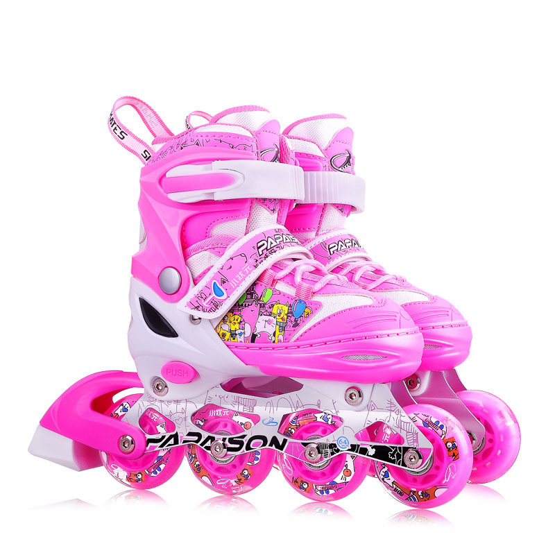 China TOP 1 Hot selling 4 PU full flashing roller  inline skates with helmets for children in stock