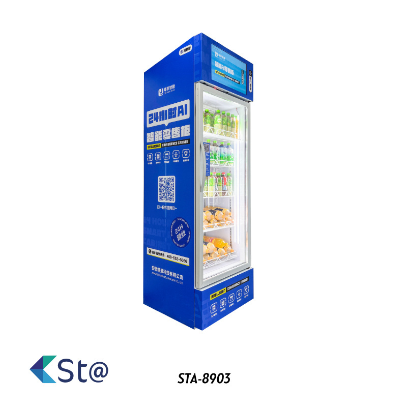 New Cashless AI Intelligent Convenience Cabinet Fresh Fruit Vegetables Salad Smart Fridge Digital Vending Machine