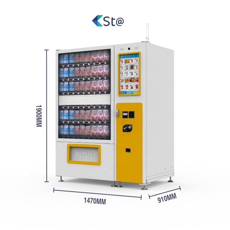 elevator Snack and drink chocolate glass bottle vending machine with 21.5 inch touch screen