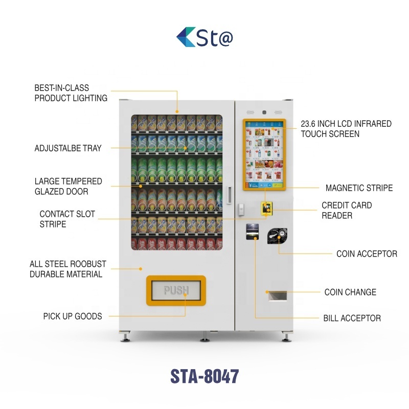 24 Hours Cool Vending Machine Combo Vending Machine For Foods And Drinks