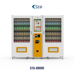 Automatic drinks and snacks combo refrigerated vending machine with bill coin payment device