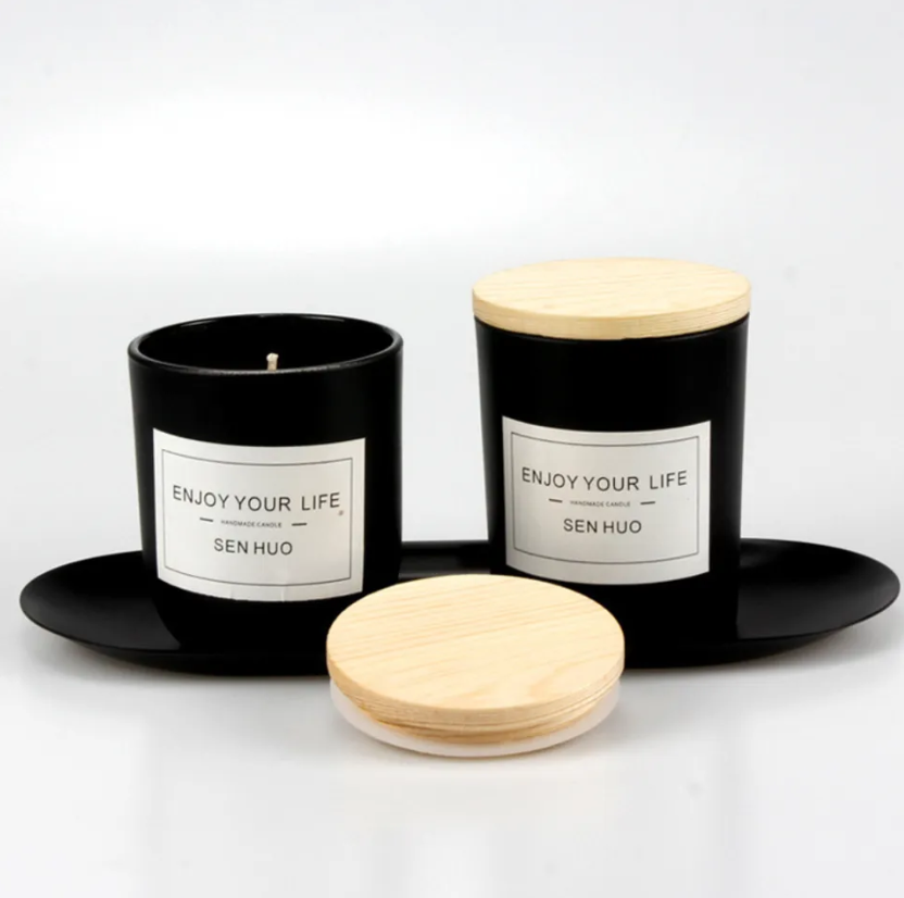 Custom Gift Box 8oz 10oz 14oz Empty Clear Scented Frosted Black Glass 10oz Luxury Candle Jars