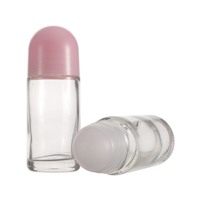 50ml Clear Deodorant Roll On Glass Bottle Essential Oil Perfume Roller Bottle Clear  Glass Roll On Bottle With Cap