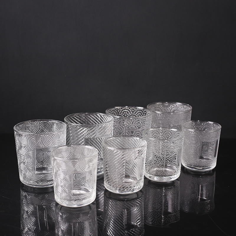 Wholesale Modern Ribbed Pleated Clear Custom Restaurant Wedding Tea Light Votive Small Glass Candle Cup Vessels Jar