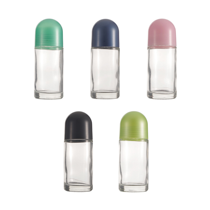 50ml Clear Deodorant Roll On Glass Bottle Essential Oil Perfume Roller Bottle Clear  Glass Roll On Bottle With Cap