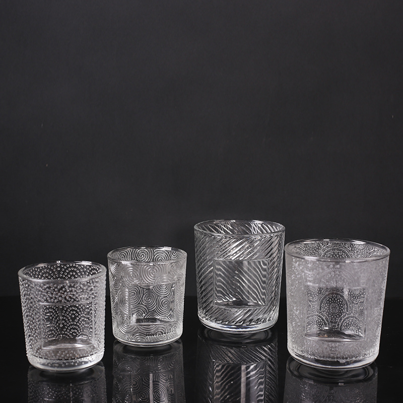 Wholesale Modern Ribbed Pleated Clear Custom Restaurant Wedding Tea Light Votive Small Glass Candle Cup Vessels Jar