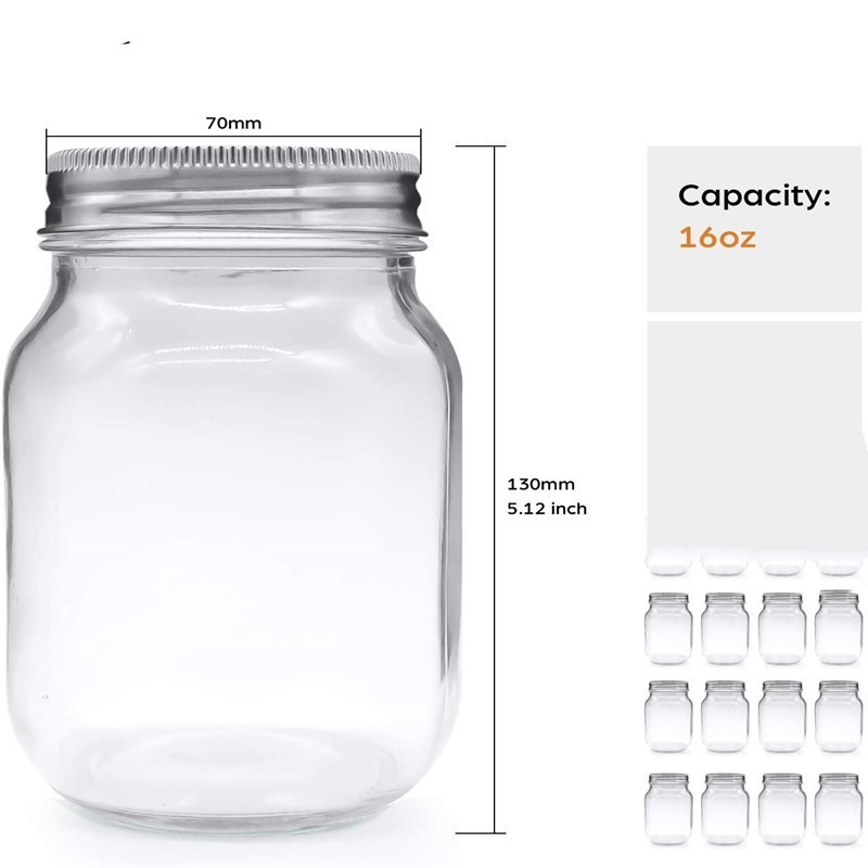 Wide Mouth 150ml 250ml 380ml 500ml 750ml 1000ml Mini Canned Jam Glass Taper Mason Jars 16oz Glass Canning Jars