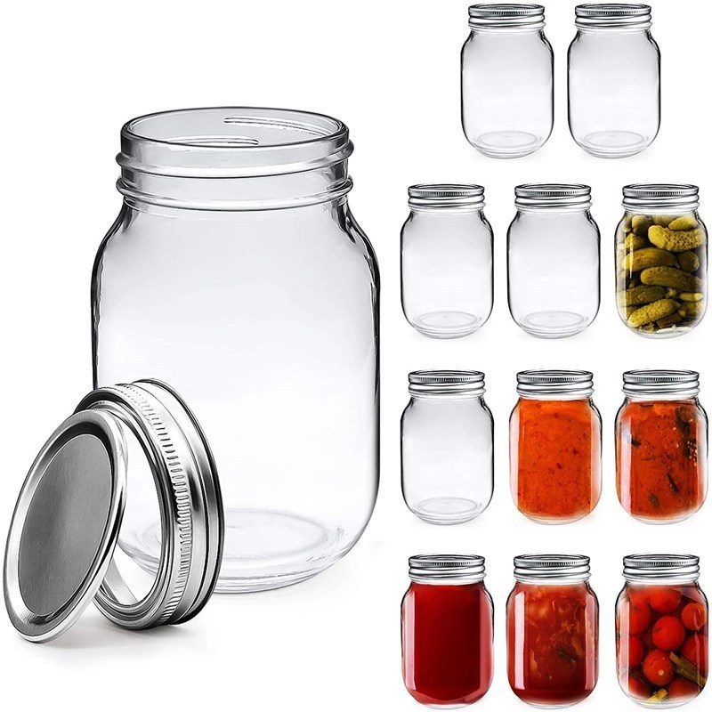 Wide Mouth 150ml 250ml 380ml 500ml 750ml 1000ml Mini Canned Jam Glass Taper Mason Jars 16oz Glass Canning Jars