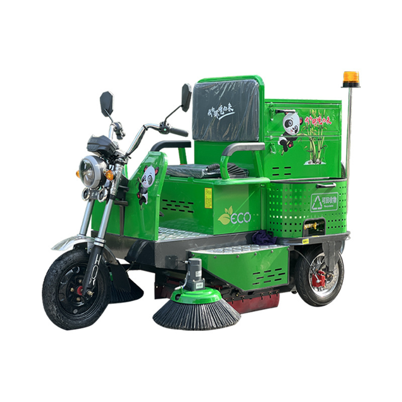 Industrial Road Sweeper is used to sweep Leaves and Stone Sand from the Factory Road Park dock pavement