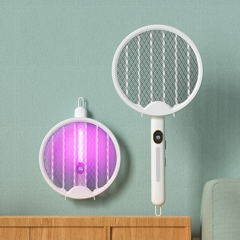 (Factory)customized rechargeable electric fly bug insect killer lamp zapper  bat foldable UV light 2in1 mosquito racket swatter