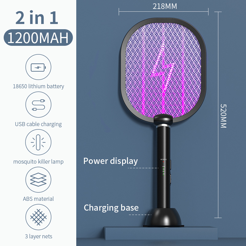 (Factory)customized rechargeable electric fly bug insect mosquito swatter racket killer lamp zappers bat foldable UV light 2in1