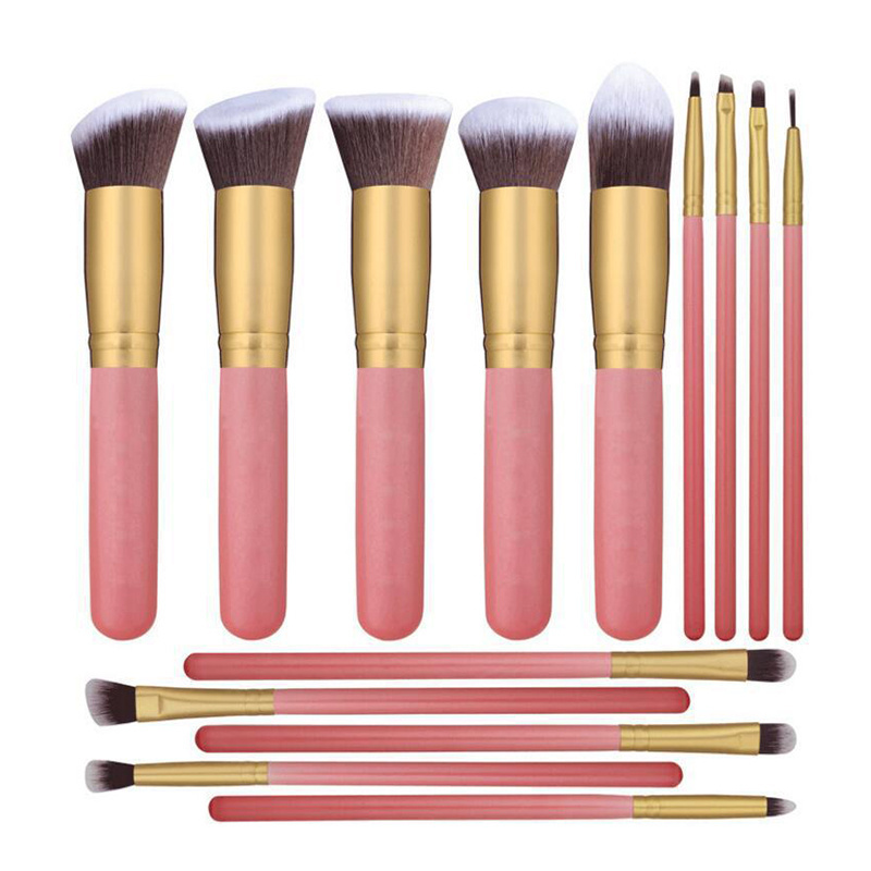 FEIYAN High Quality Best Seller Make Up Brush Set 14pcs Black And Gold Kabuki Synthetic Hair Cosmetics Makeup Brush