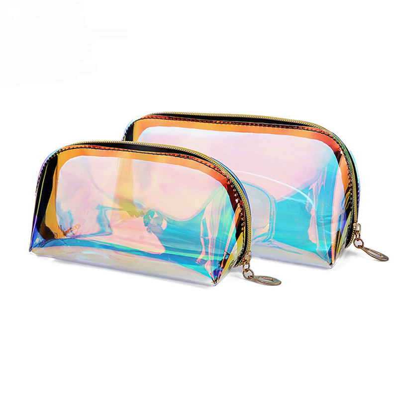 FEIYAN Custom Logo Transparent TPU Holographic Portable PVC Makeup Bag Cosmetic Bag Case