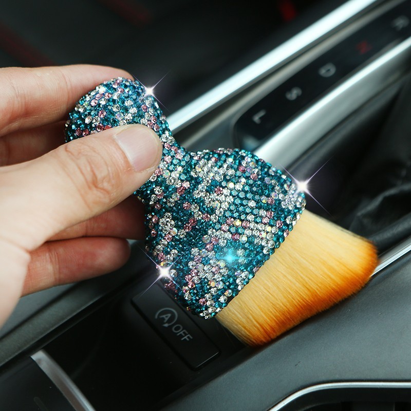 FEIYAN Custom Logo Diamond Bling Makeup Foundation Powder Brushes Tool Wholesale Car Interior Dust Soft Car Cleaning Brush