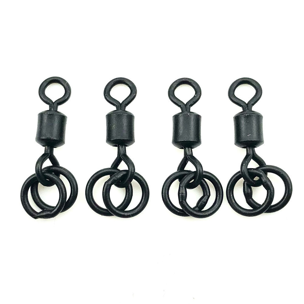 Carp Fishing Chod Swivels Double Ring Size 8 Tackle Hook Links for Rigs matte black accessories