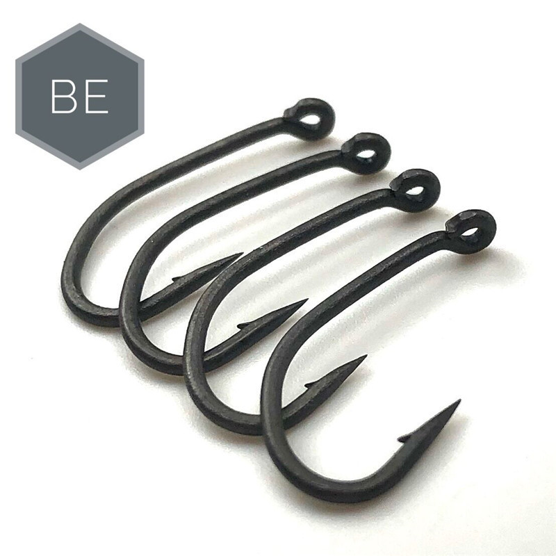 Carp fishing te-flon coating barbed eyed hooks made in japan high carbon steel matte black BE size 6 8