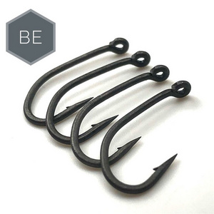 Carp fishing te-flon coating barbed eyed hooks made in japan high carbon steel matte black BE size 6 8