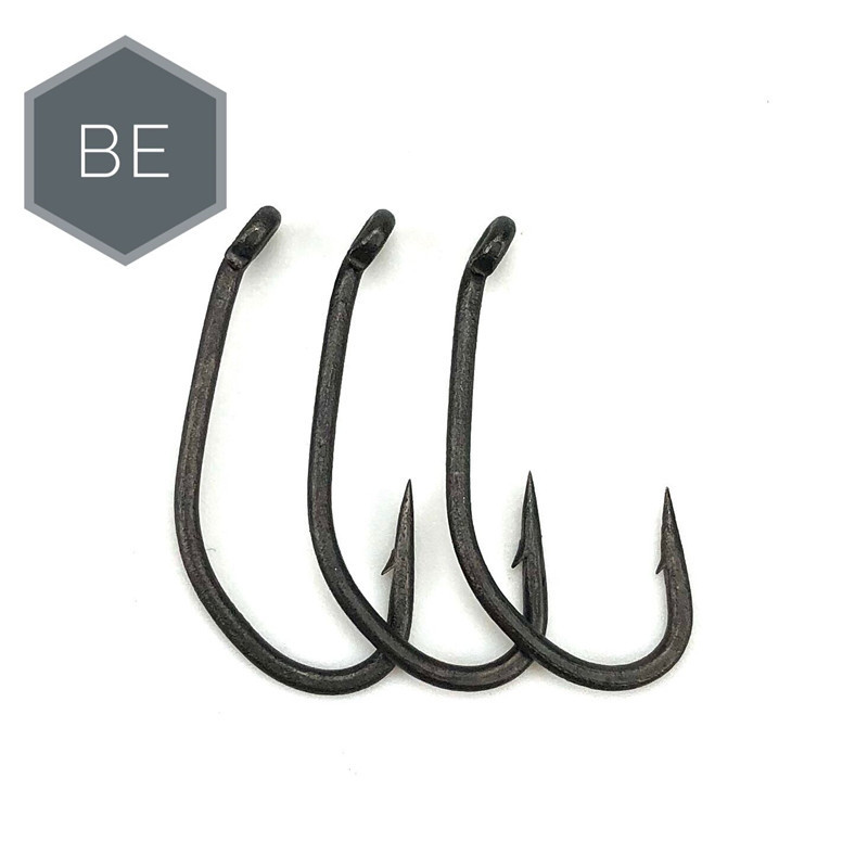 Carp fishing te-flon coating barbed eyed hooks made in japan high carbon steel matte black BE size 6 8