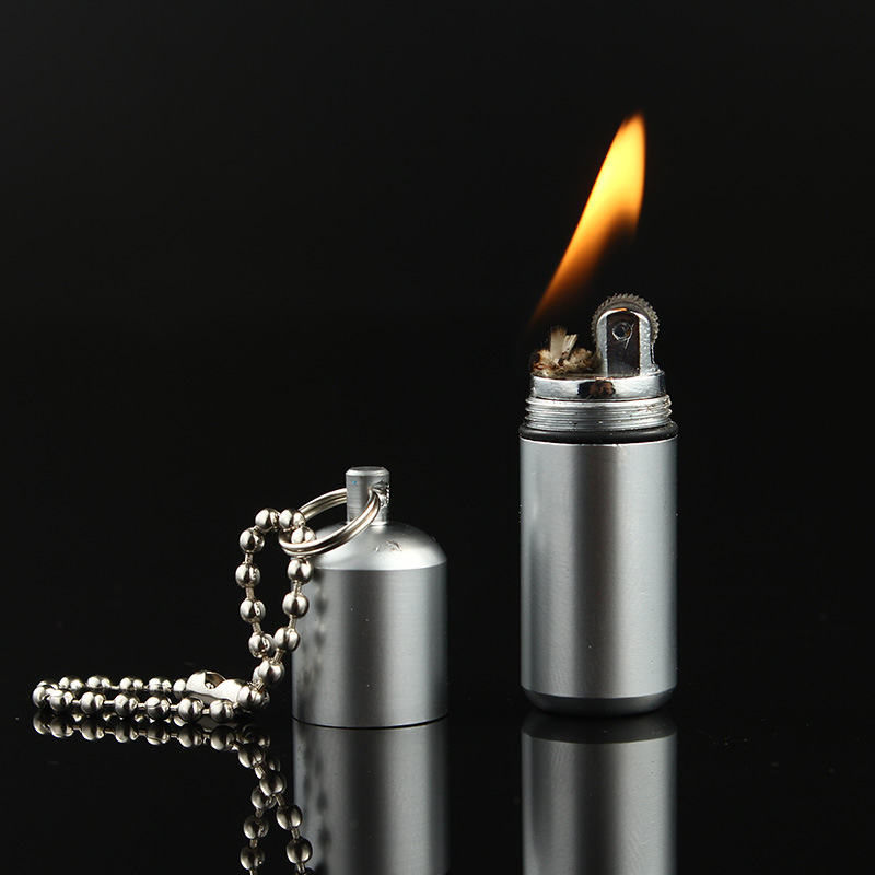 Mini Lighter Aluminium Alloy Kerosene Oil Cigarette Ignition Tool with Keychain