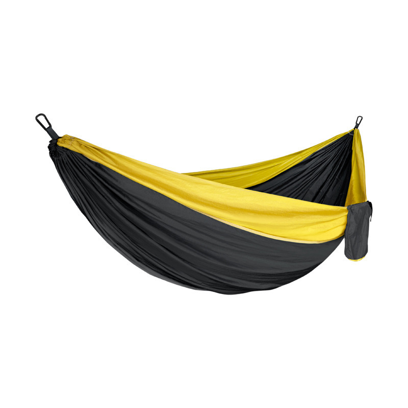 Outdoor camping hammock single person parachute hammock with dark carabiners and tree straps