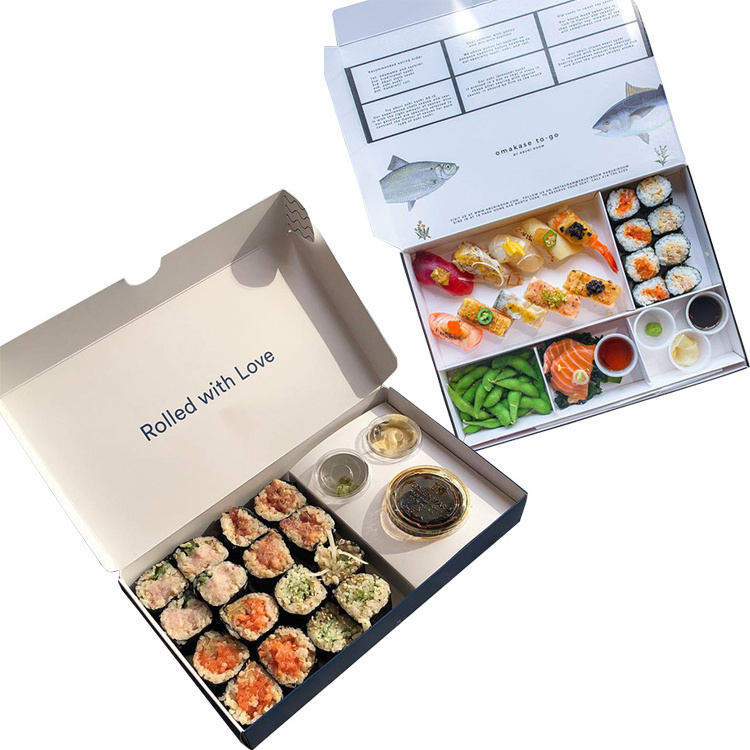 Custom Disposable Japanese Salad Rice Meal To Go Packaging Take Away Food Container Paper Lunch Bento Sushi Takeaway Box