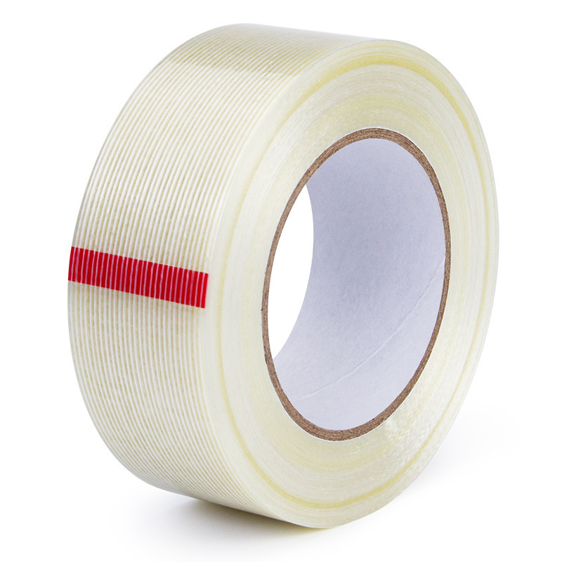 Self Adhesive Bi-directional Mono Striped Cross Reinforced Package Strapping Fiberglass Filament Adhesive Tape For Heavy Stuff