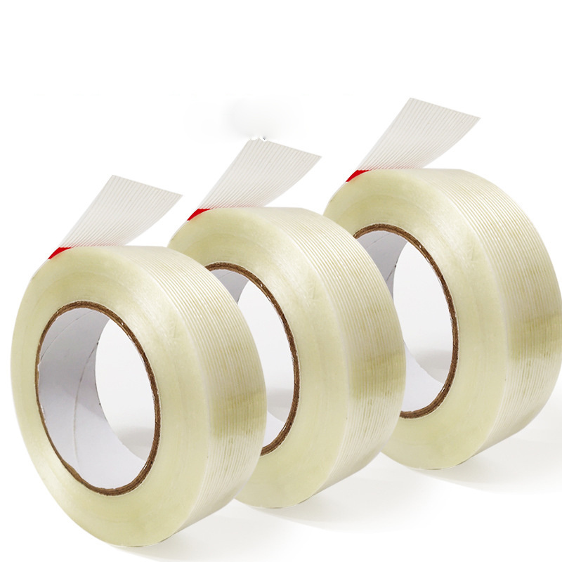 Self Adhesive Bi-directional Mono Striped Cross Reinforced Package Strapping Fiberglass Filament Adhesive Tape For Heavy Stuff