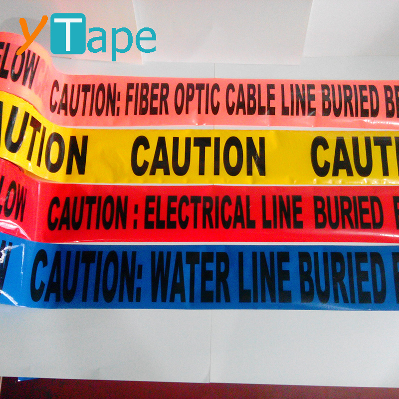 Cheap Customized Writing Low Voltage Blue Yellow Red White Plastic Hazard Safety PE Cable Electrical Tubing Warning Tape Caution