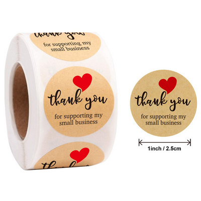 Luxury Peach Flower 2" 500 Pieces Hold Heart Label Sticker Thank You Roll For Supporting My Small Business