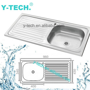 YK-9643A  Industrial Wash Basin Stainless Steel Material Kitchen Sink Single Bowl with Drainboard