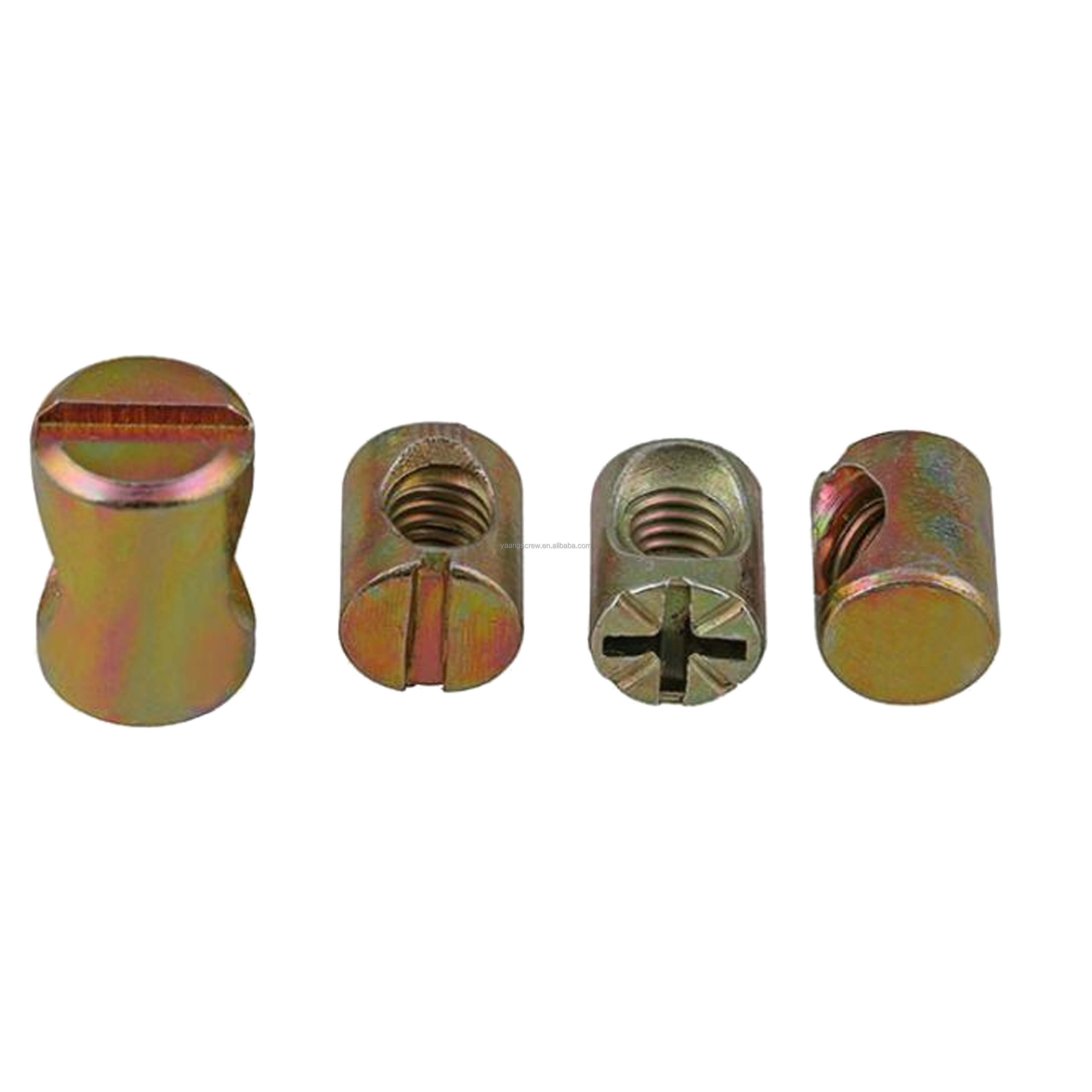 YAANG Good Quality Carbon Steel Yellow Zinc Plated Cylinder Barrel Nut M2 M3 M4 M5 M6 Slotted/Cross Dowel Barrel Bolts For Bed