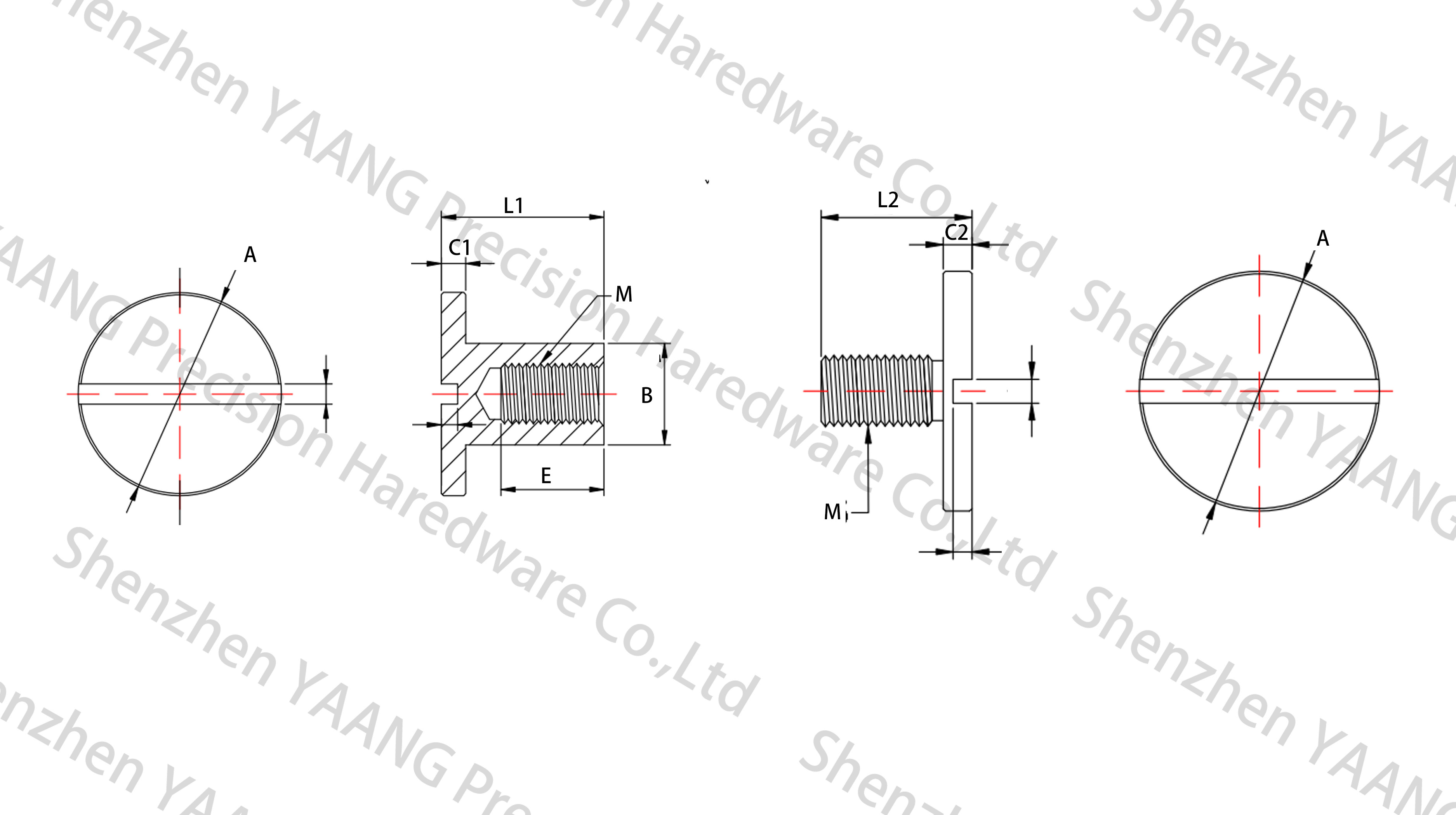 Custom brass/stainless steel 304 316/steel slotted/hexagon/cross brown screw tek lok chicago screw back rivets chicago screw 1/4