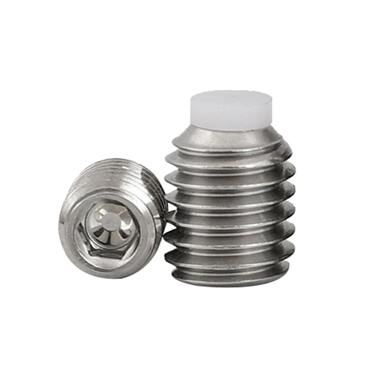 M2M3M4M5 Stainless Steel Allen Nylon Tip Grub Screw Hex Socket Rubber Tipped Set Screws With Plastic Tip