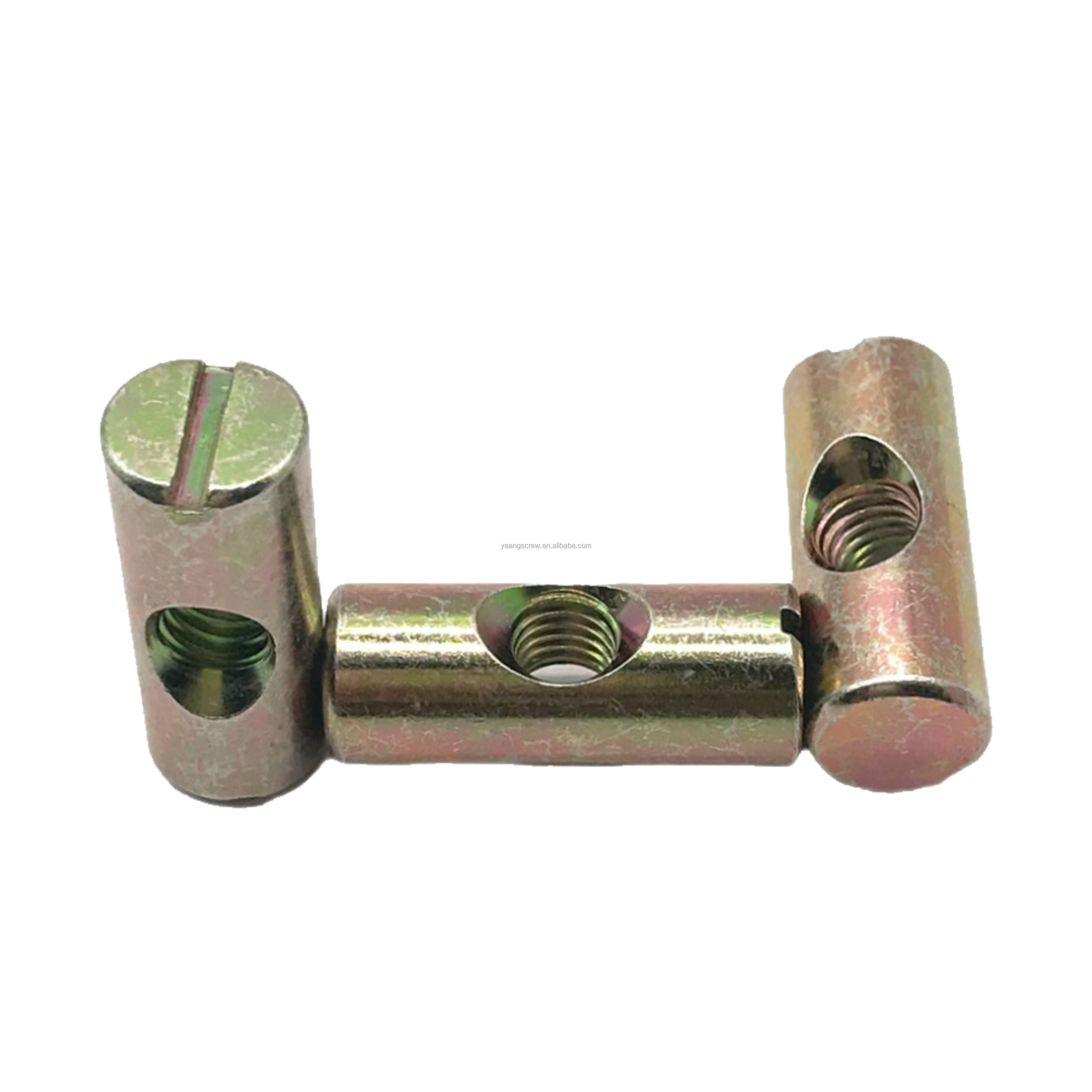 YAANG Good Quality Carbon Steel Yellow Zinc Plated Cylinder Barrel Nut M2 M3 M4 M5 M6 Slotted/Cross Dowel Barrel Bolts For Bed