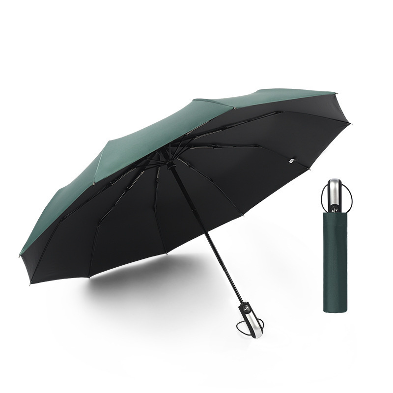 Windproof 3 fold double layers compact umbrella automatic