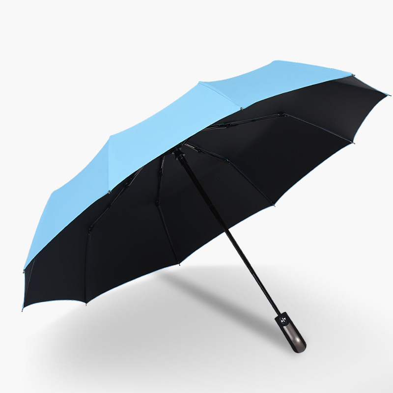 Windproof 3 fold double layers compact umbrella automatic