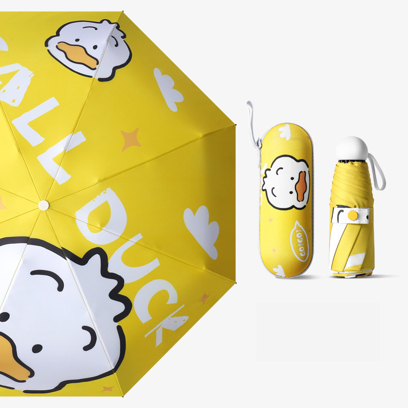 New Design Uv Protection 3 Folding Mobile Phone Size Mini Size Pocket Cartoon 5 Folding Umbrellas