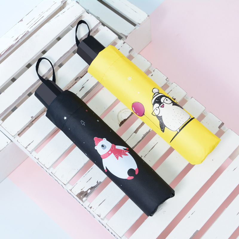 Wholesale Oem Odm Mini Penguin Rabbit Cat Cute Student Umbrella Anti-uv Bear Kids Folded Umbrella