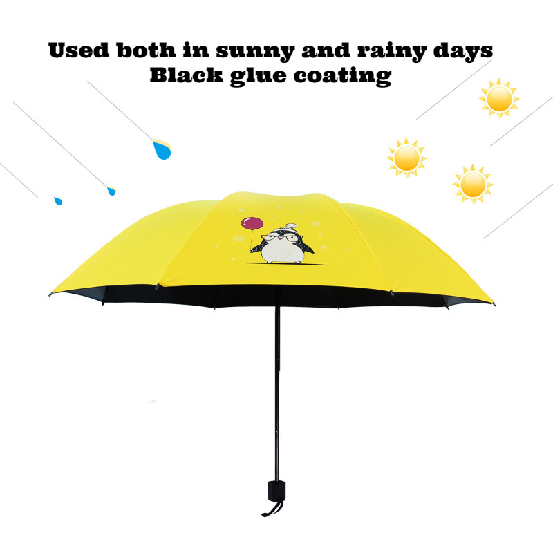 Wholesale Oem Odm Mini Penguin Rabbit Cat Cute Student Umbrella Anti-uv Bear Kids Folded Umbrella